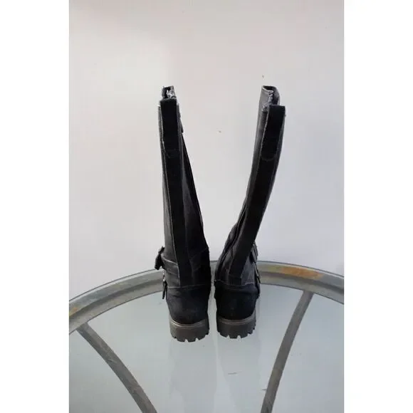 TIMBERLAND Wheelright Tall Boots Waterproof Black Cracked Leather Womens US 6.5 - Picture 5 of 7